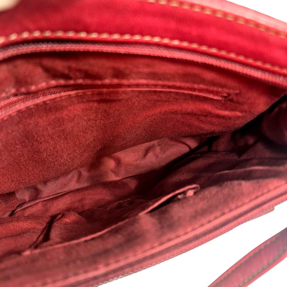 Vintage Fossil Red Leather Crossbody Messenger Utility Organizer Bag - Picture 7 of 9